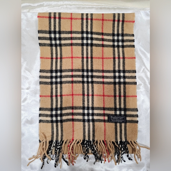 Burberry Accessories - Burberry Vintage Authentic Classic Tan Plaid Scarf 100% Wool